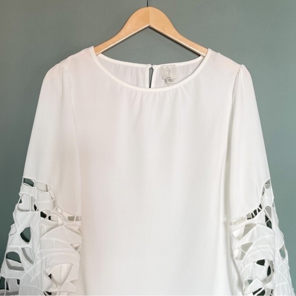 NWT Joie Top Long Sleeve Broderie Lace Blouse Ivory Crepe Women’s Size Small NEW - Picture 10 of 16